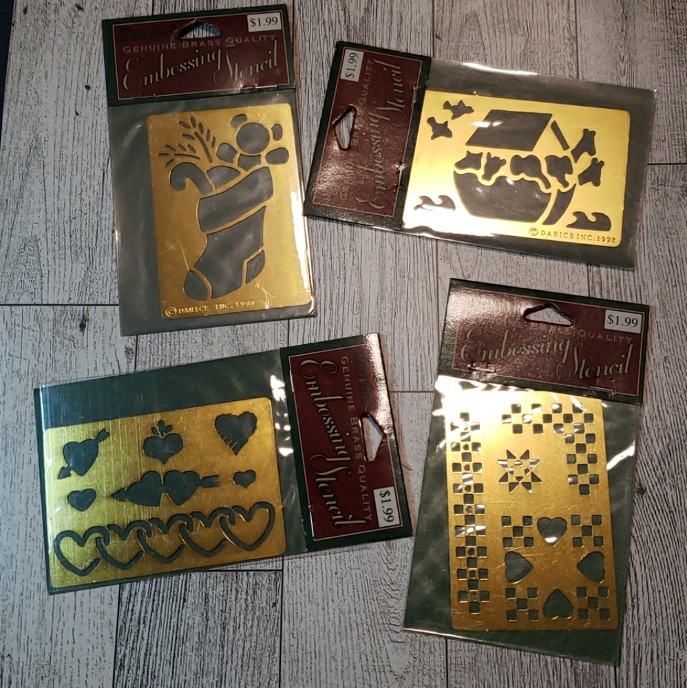 Darice Embossing Stencils Genuine Brass Quality Set Of 4 Homemade Cards Crafts